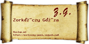 Zorkóczy Géza névjegykártya